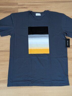 NWT Vestige Graphic Stripes Tee Slate Blue/Grey 2XL Crewneck Short Sleeve